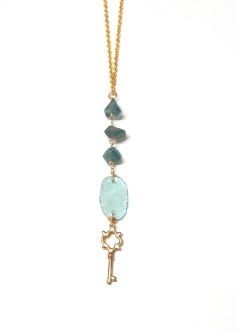 Flourite & Venetian Glass Key Necklace
